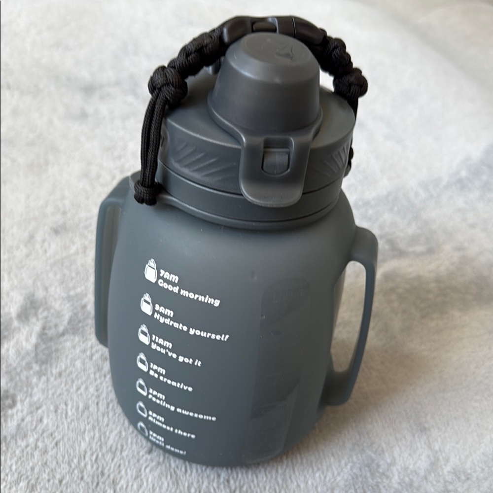 Take Today Collapsing Gray Water Bottle with Motivational Time Markers